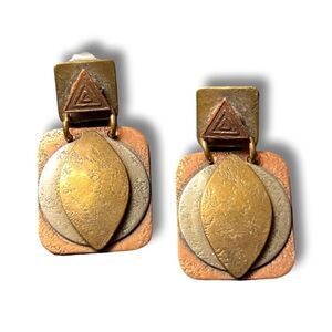 Vintage Marjorie Baer Of San Francisco Copper Modernist Earrings